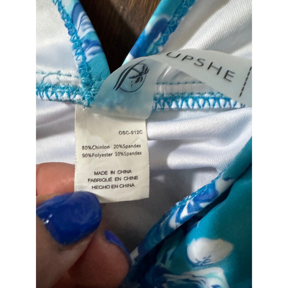 Cupshe Blue Floral Ruffle V-Neck One Piece Swimsuit OSC-912C Womens Medium - Picture 5 of 6